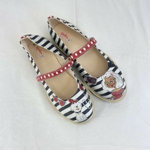 Goby Black White Red Stripe Mary Jane Shoes Womens